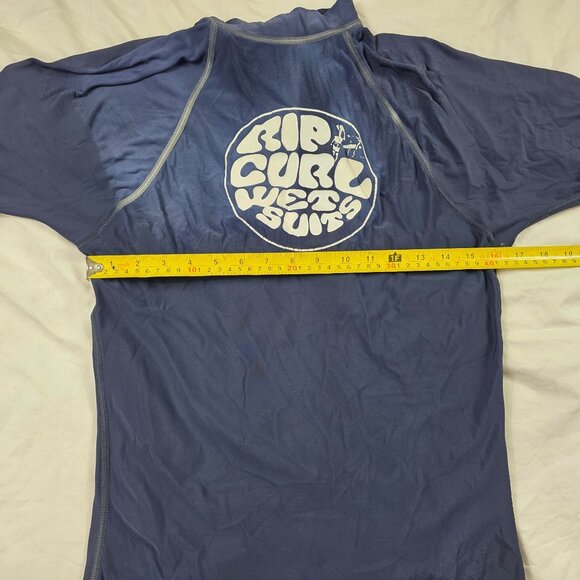 Rip Curl Planet Rashguard Mens Medium Blue Classic Short Sleeve Shirt Swimming - Picture 6 of 9